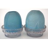 Pair of Nailsea type glass S. Clarkes Patent Fairy night lights, 10cm high     Condition report: