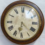 RAF oak cased dial clock, made by Elliott, the Roman dial with brass hands, spun brass bezel,