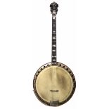 Clifford Essex Paragon four string Tenor Banjo, with engraved pearl headstock and fingerboard