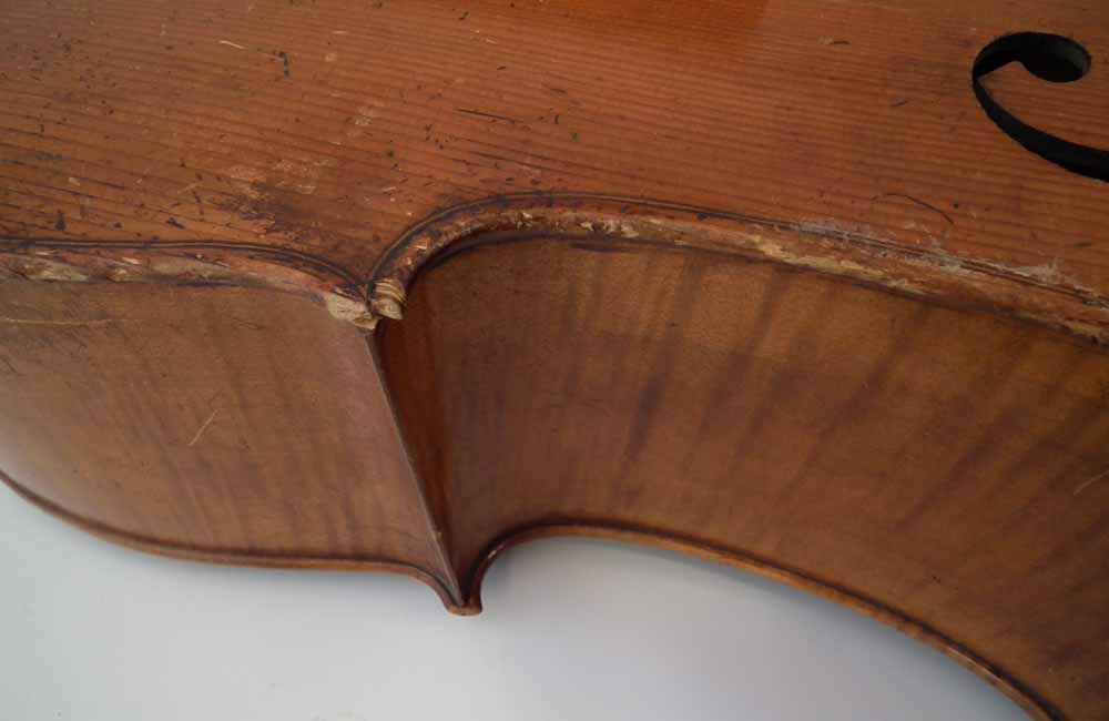 German cello, with two piece lightly flamed back labelled 'Attuned by W.M. Hawes Northampton Nov. 23 - Image 6 of 18