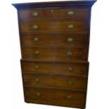 Mahogany chest on chest of two short and six long drawers, width 110cm..