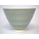 Wedgwood Keith Murray design vase, of flaring form, decorated with a green celadon over white