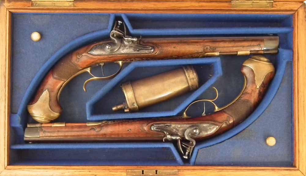 Pair of Bavarian flintlock duelling pistols, with octagonal 50 bore barrels inscribed 'Christoph - Image 15 of 20