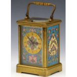 French repeating carriage clock by Richard & Cie, Paris, the champleve enamel corniche case and face