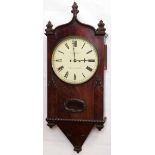 Victorian mahogany wall clock signed Ulrich Fiechter, Huddersfield, painted Roman dial, 12", 8-day