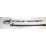 French 1845 Infantry officers Sabre, with engraved 1878 date and marks to blade, with original