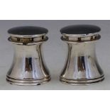 Pair of Capstan silver salt and peppers by George Angell, 1889.