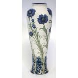 Macintyre / Moorcroft Florian ware vase, decorated with blue poppies on a white ground, printed