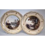 Pair of English porcelain plates retailed by Blades of London circa 1830   finely painted with