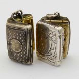 Two Victorian silver fob vinaigrettes