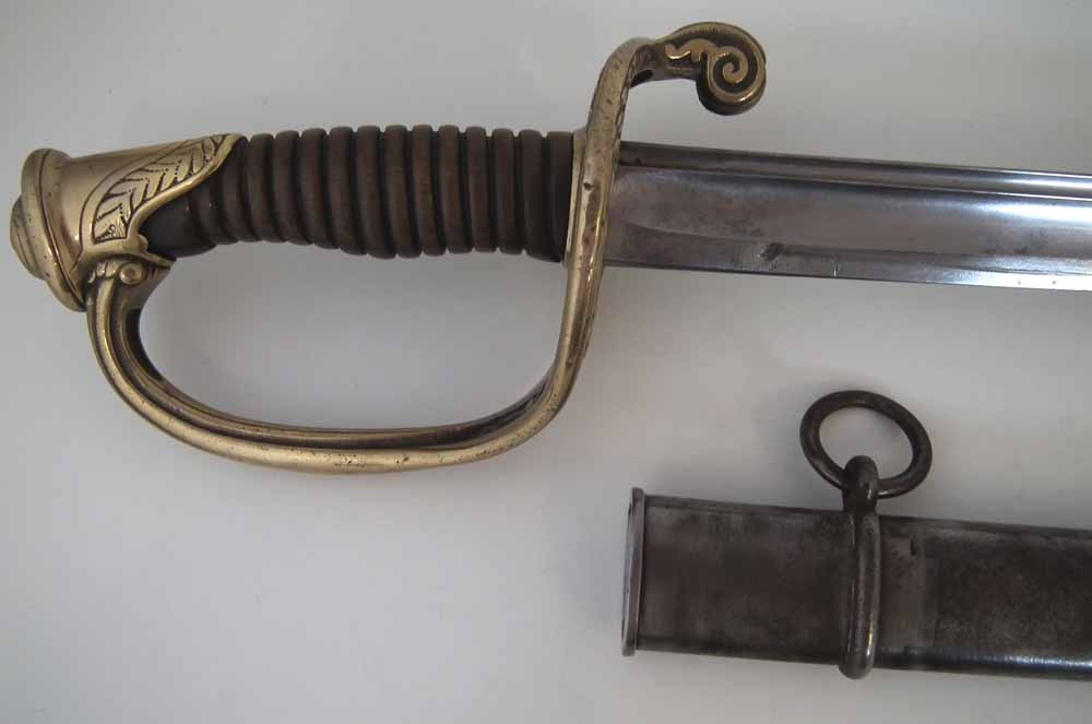 French 1845 Infantry officers Sabre, with engraved 1878 date and marks to blade, with original - Image 2 of 8