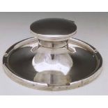 Large capstan shaped silver inkwell, Birmingham 1917, diameter 20.5cm.