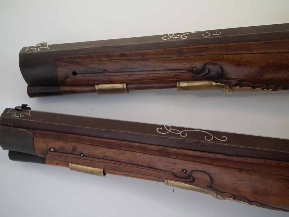 Pair of Bavarian flintlock duelling pistols, with octagonal 50 bore barrels inscribed 'Christoph - Image 10 of 20