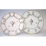 Chelsea Gold Anchor plate and a Chelsea Derby matching plate circa 1760 - 1770, both painted with