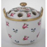 Chamberlains Worcester pot pourri vase circa 1820, painted with scattered roses, the pierced lid