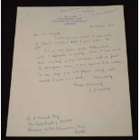 Handwritten letter from L.S. Lowry dated 20 October 1970, the letter is on "The Elms" headed