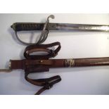 1822 Royal Artillery Officers sword   with fish skin grip, etched blade and leather covered