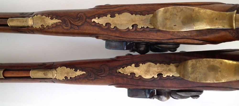 Pair of Bavarian flintlock duelling pistols, with octagonal 50 bore barrels inscribed 'Christoph - Image 13 of 20