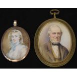 English School, early 19th century,   Two portrait miniatures of an elderly gentleman and a lady,