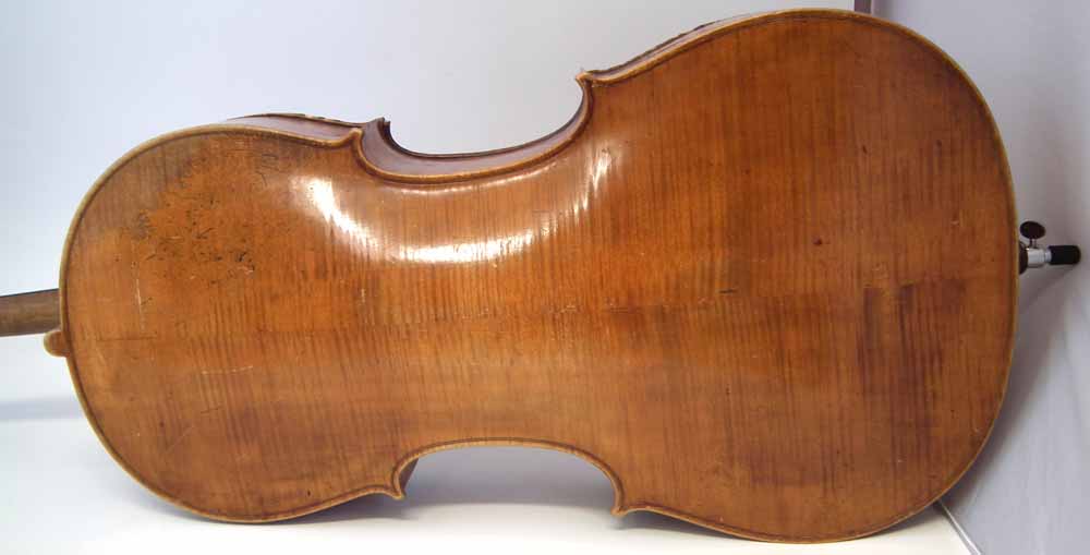 German cello, with two piece lightly flamed back labelled 'Attuned by W.M. Hawes Northampton Nov. 23 - Image 9 of 18