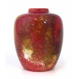 Royal Doulton flambe Harry Nixon vase, decorated with mottled yellow glazes, H.N. and F.G. monograms