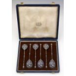 Set of six Russian 84 silver gilt and enamel spoons, Moscow assay AP 1898, the bowl backs