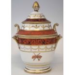 Coalport ice pail circa 1800, painted with a black and orange border above gilt swags, the body
