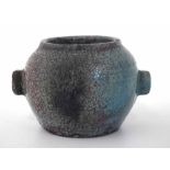 Reginald Wells (1877-1951) studio pottery twin handled vase, impressed marks to base, 12cm wide