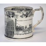 Herculaneum Steam race commemorative frog mug circa 1830   the front printed with the Exchange