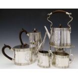 Silver five piece tea and coffee set, Mappin & Webb, Sheffield 1915, 1916, of quatrefoil section