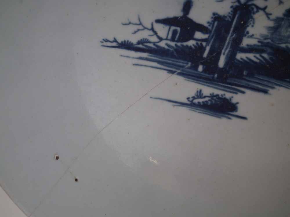 Worcester bowl circa 1760, painted with landslip pattern in underglaze blue, workman's mark to foot, - Image 6 of 7