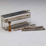 Victorian silver and glass travelling inkwell with a screw-down cover, C&G Aprey, London 1893;