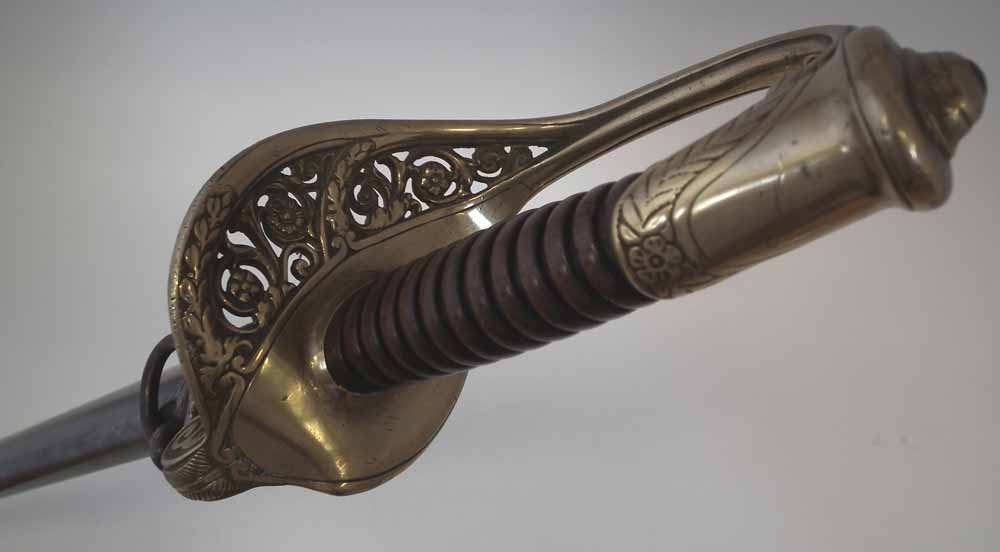 French 1845 Infantry officers Sabre, with engraved 1878 date and marks to blade, with original - Image 8 of 8