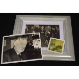 Three photographs of L.S. Lowry to include: an original colour polaroid photograph of L.S. Lowry