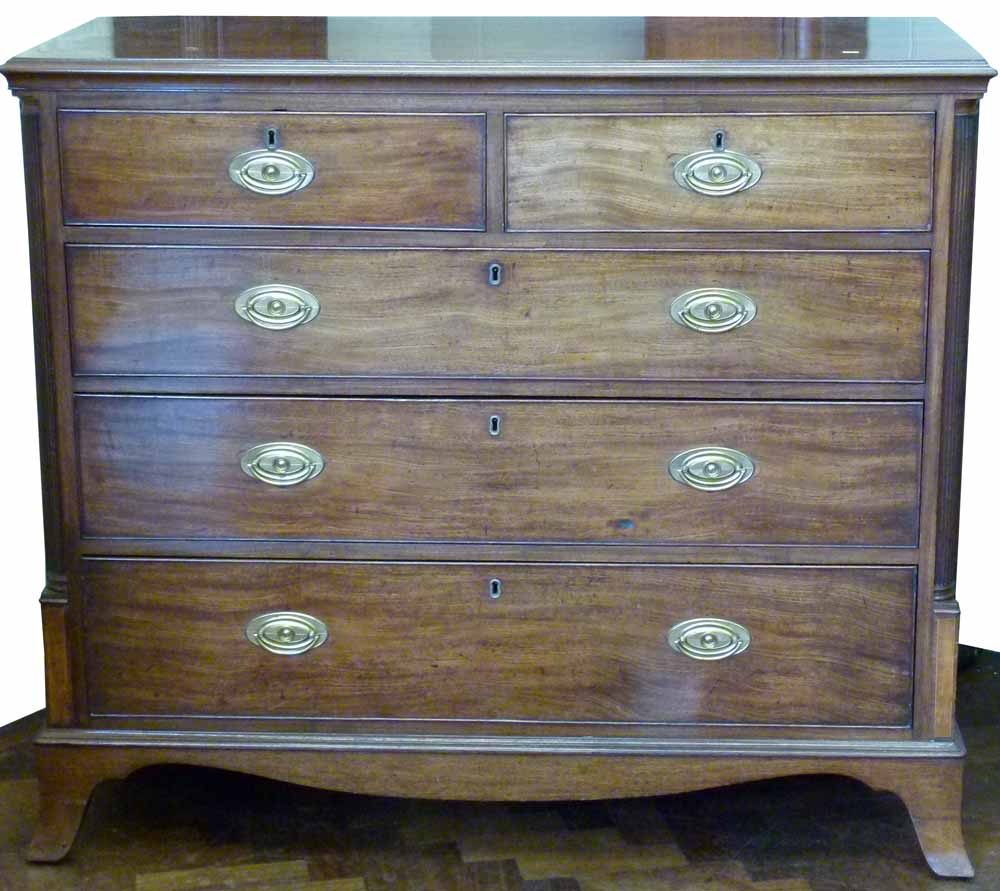 Mahogany chest of two short and three long drawers, 19th century, width 125cm..
