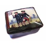 Enamel box probably Bilston, painted with 'The Vicar and Moses' late 18th early 19th century 5cm