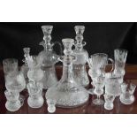 Suite of Edinburgh Crystal thistle glassware, to include six small liqueur, six medium liqueur,