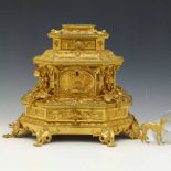 Ormolu jewellery casket in three tiers applied and moulded with naturalistic decoration, height