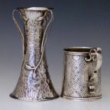 Art nouveau silver waisted vase, HC Davis, Birmingham 1906, height 15cm; also a Victorian silver