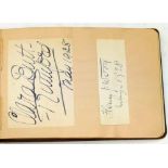 Autograph album containing approximately 150 signatures mainly from the 1920's including the Aga