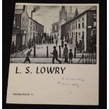 A very rare small four page catalogue from an exhibition held in honour of L.S. Lowry, in Mottram-