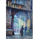 George Ayling (1887-1960),   St. Bartholomew's Gate, London, signed, titled on verso, oil on