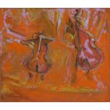 Dorothy Bradford (1918-2008),   Cello and Double Bass, signed, titled on verso, oil on board, 44 x