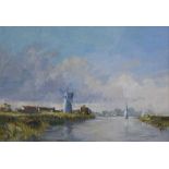 Ivan Taylor (1946-),  River Thurne & Windpump, Norfolk, signed, titled on artist's label verso,