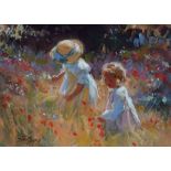 Dianne E. Flynn (1939-),   Sisters in Summertime, signed, titled on verso, acrylic, 25.5 x 35.