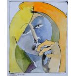 Geoffrey Key (1941-),  Head & Hand, signed and dated 18.12.04, titled on artist's label verso, mixed