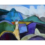 Geoffrey Key (1941-),  Blue Hills II, signed and dated '02, titled on verso, oil on canvas, 39.5 x