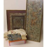 Collection of Chinese silk panels on other embroidered items. Condition report: see terms and