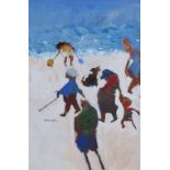 Sue Atkinson (1949-),  Figures on the beach, signed, gouache, 28.5 x 19.5cm.; 11.25 x 7.75in.