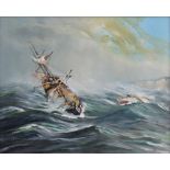 George McMillan, 20th century,  "Foundering", signed, titled on artist's label verso, oil on canvas,